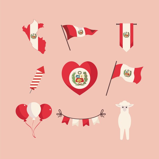 Flat design fiestas patrias element set