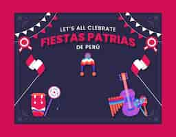 Free vector flat design fiestas patrias peru photocall