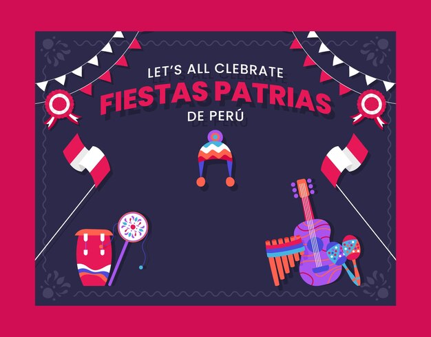 Flat design fiestas patrias peru photocall