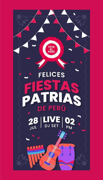 Free Vector flat design fiestas patrias peru vertical banner