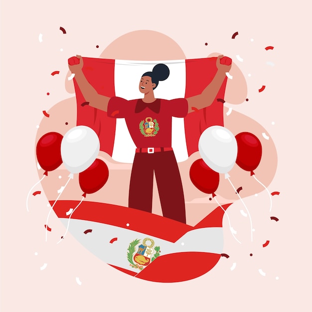 Flat design fiestas patrias peruvian illustration