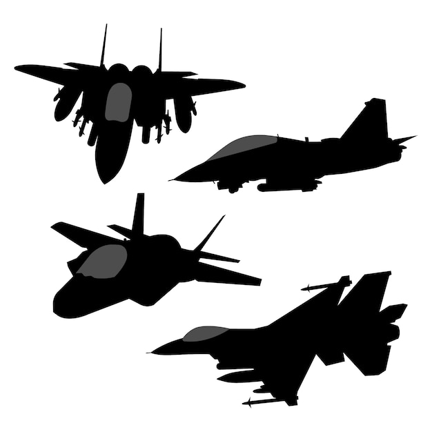 Free Vector flat design fighter jet silhouette