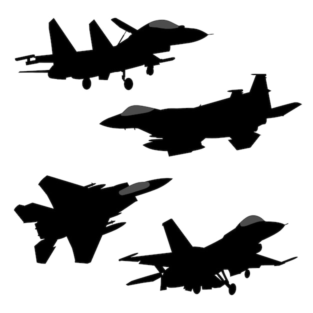 Free Vector flat design fighter jet silhouette