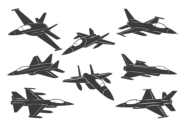 Free Vector flat design fighter jet silhouette