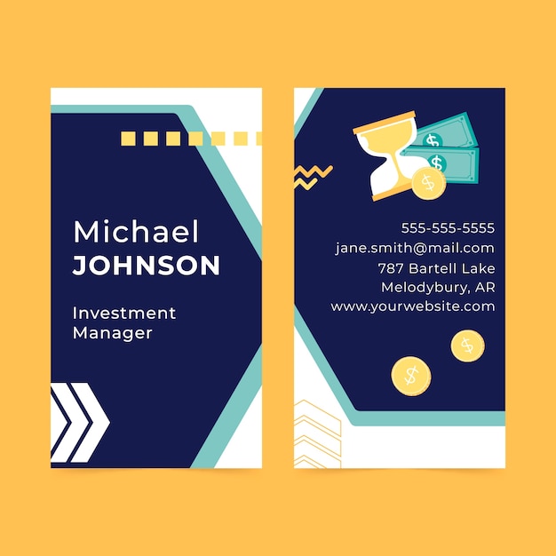 Free Vector flat design finances concept vertical business card