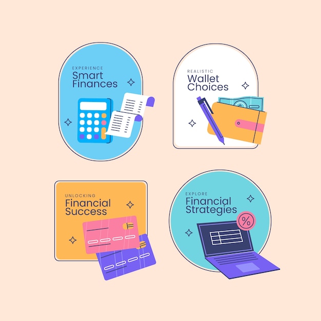 Free Vector flat design finances solutions labels