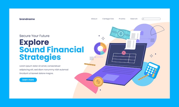 Free Vector flat design finances solutions landing page