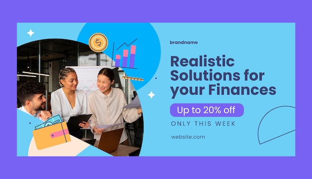 Flat design finances solutions sale banner