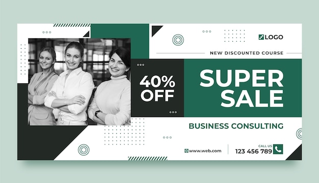 Free Vector flat design financial consultancy  sale banner