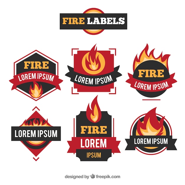 Free Vector flat design fire label / badge collection