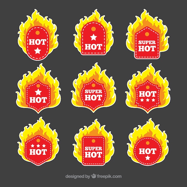 Free Vector flat design fire label / badge collection