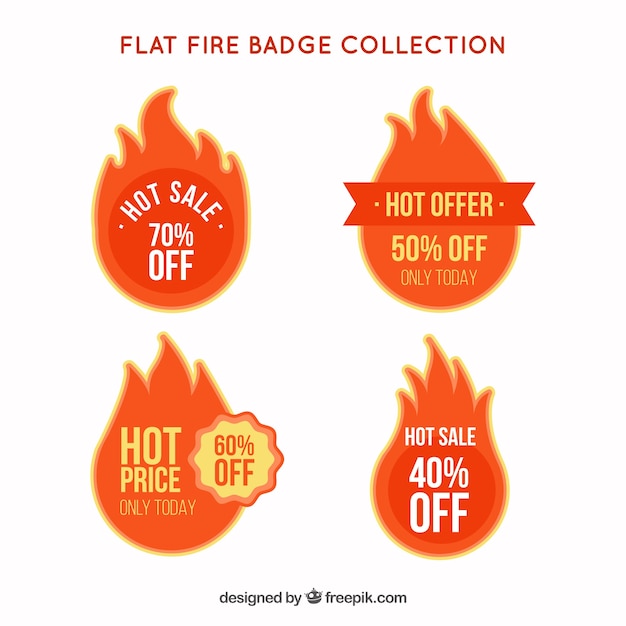 Free Vector flat design fire label / badge collection