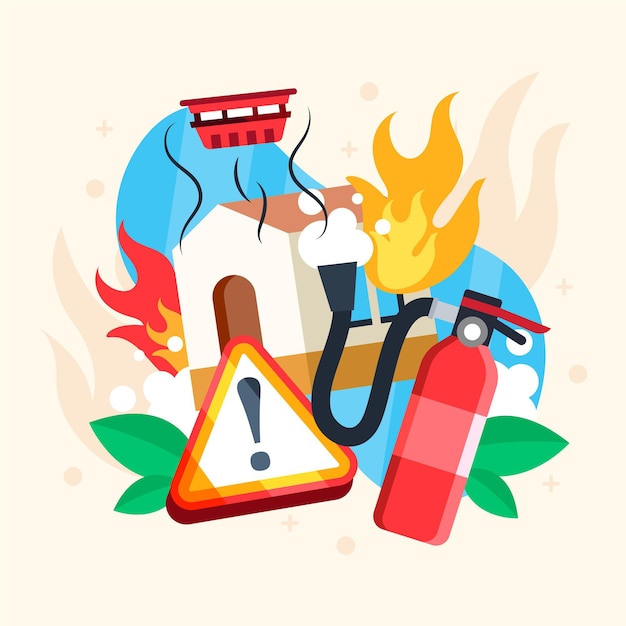 Free vector flat design fire prevention items