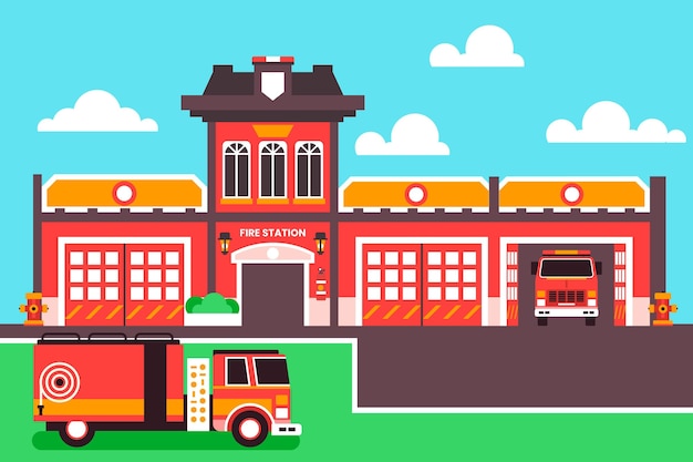 Free vector flat design fire station department