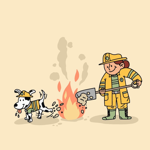 Free Vector flat design firefighters putting out a fire