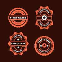 Free vector flat design first class labels set