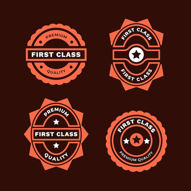 Flat design first class labels set