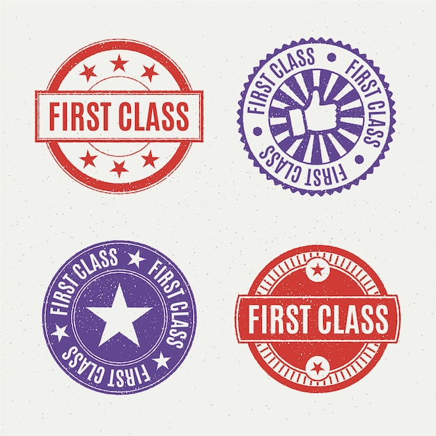 Flat design first class stamp collection