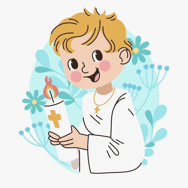 Free vector flat design first communion boy illustration