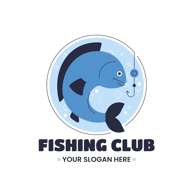 Flat design fishing logo template