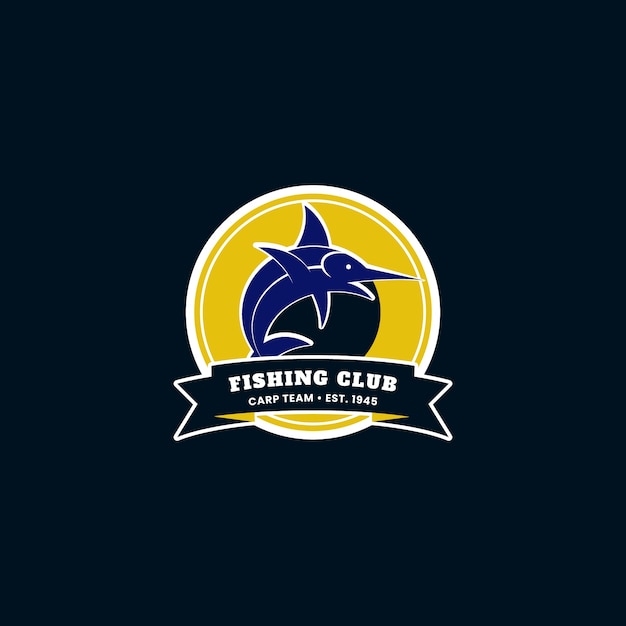 Flat design fishing logo template