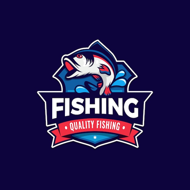 Flat design fishing logo template