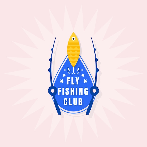 Free Vector flat design fishing logo template