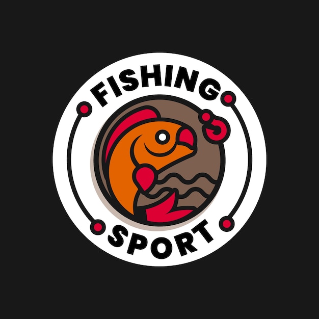 Flat design fishing logo template