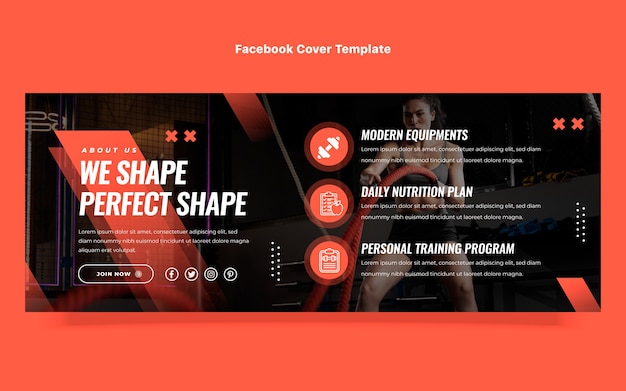 Free Vector flat design fitness facebook cover template