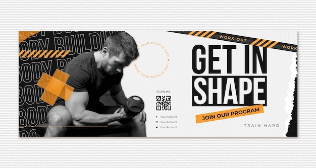 Flat design fitness  facebook cover