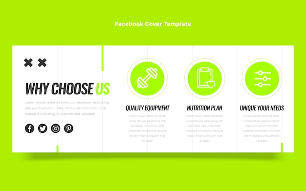 Flat design fitness  facebook cover