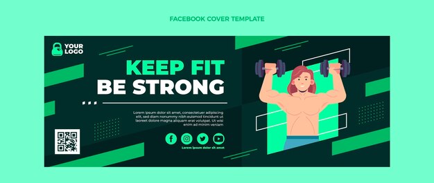 Flat design fitness facebook cover