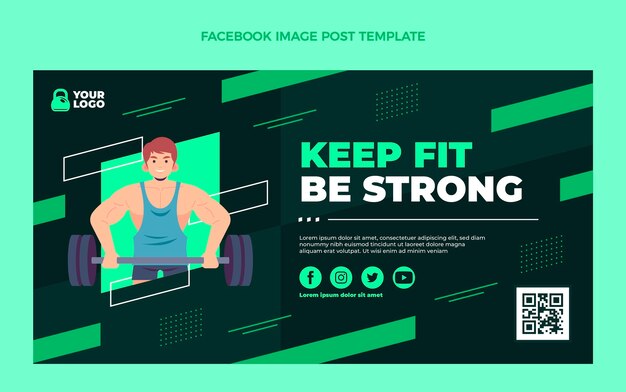 Flat design fitness facebook post