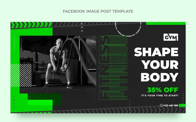 Flat design fitness facebook post