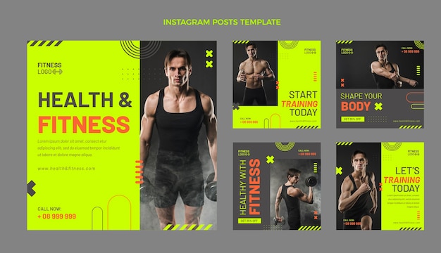 Flat design fitness instagram posts