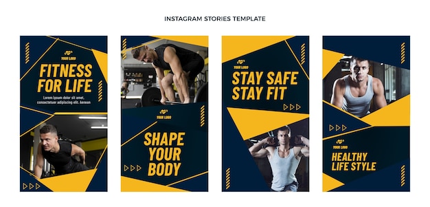 Free Vector flat design fitness instagram stories template