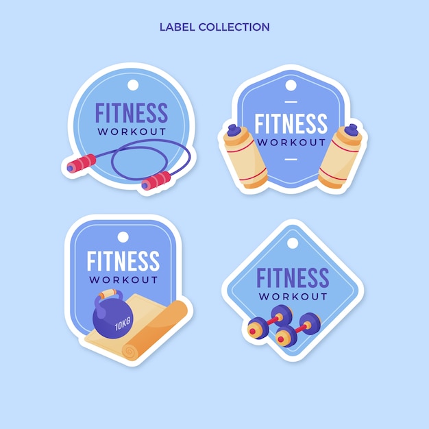 Free Vector flat design fitness label collection