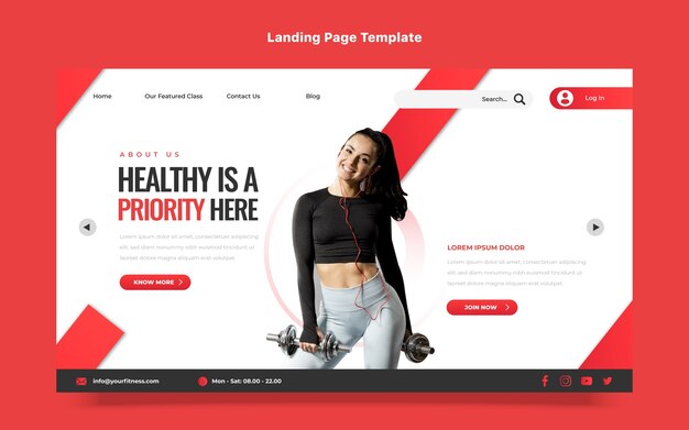 Flat design fitness landing page template