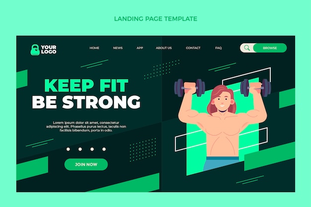 Flat design fitness landing page