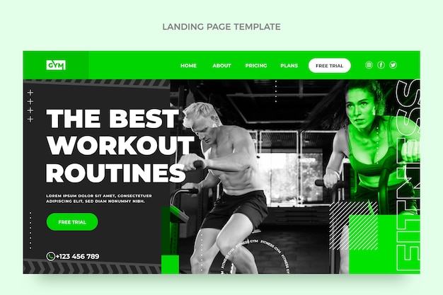 Flat design fitness landing page