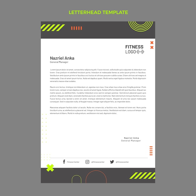 Flat design fitness letterhead