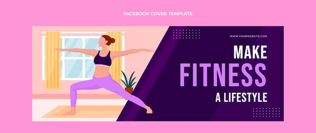 Flat design fitness lifestyle facebook cover