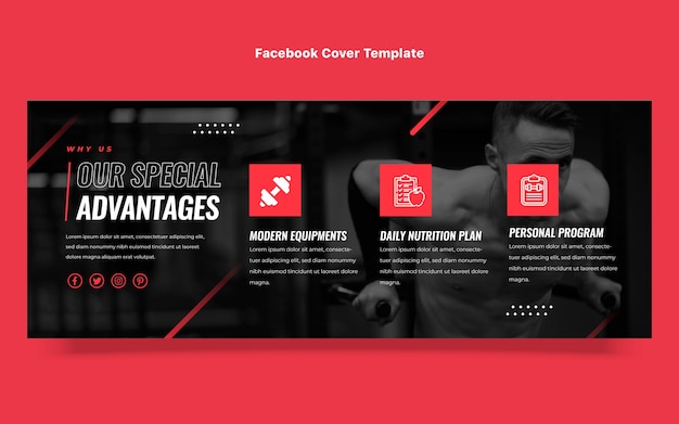 Flat design fitness offer facebook cover