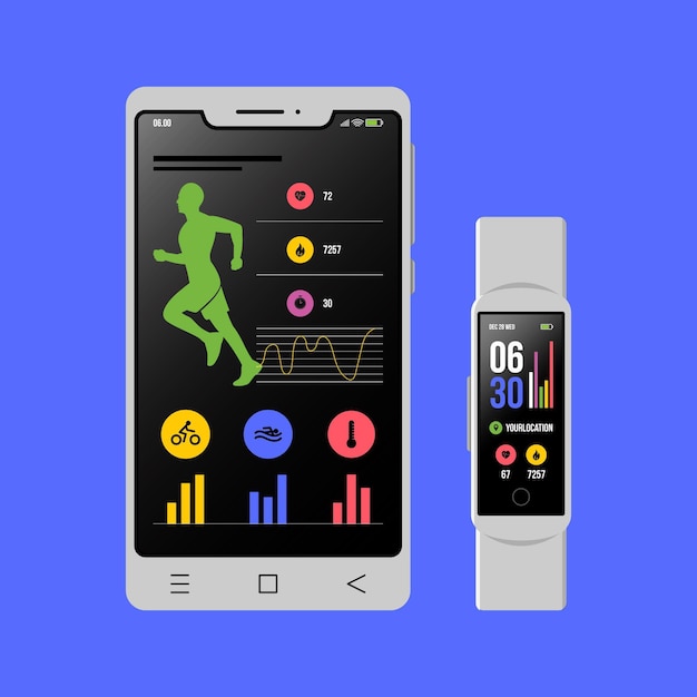 Flat design fitness trackers