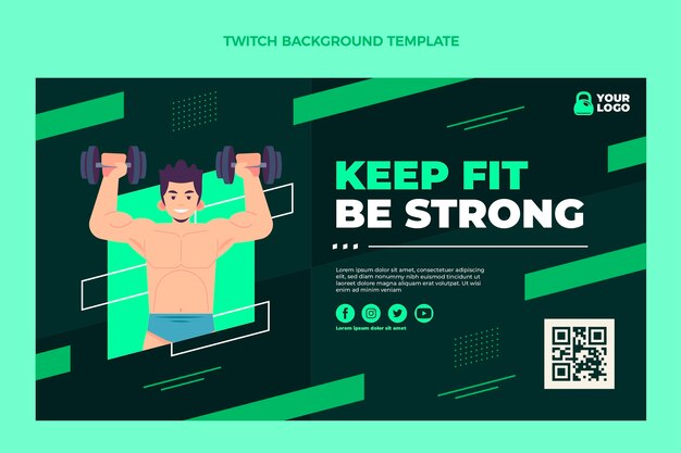 Flat design fitness twitch background