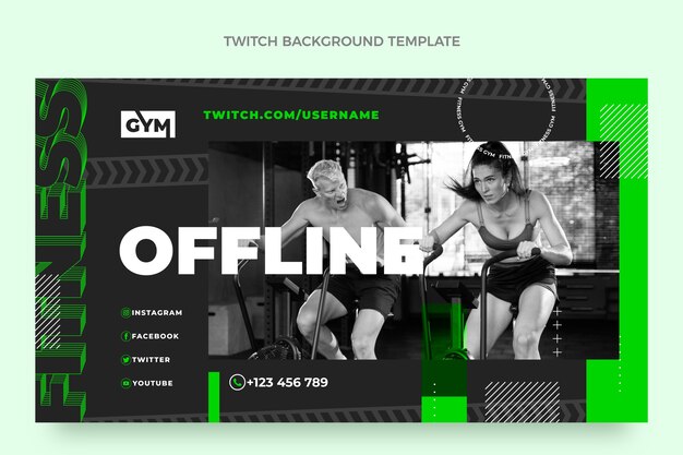 Flat design fitness twitch background