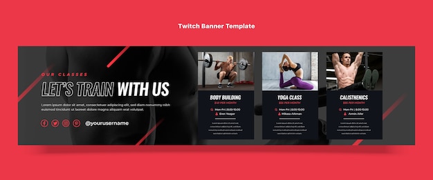 Free Vector flat design fitness twitch banner