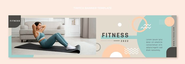 Flat design fitness twitch banner