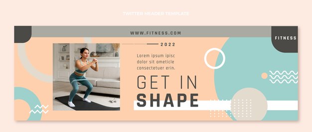 Flat design fitness twitter header