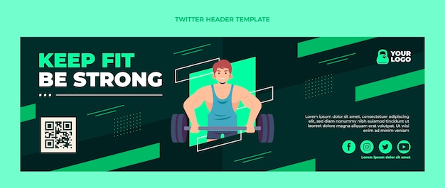 Flat design fitness twitter header